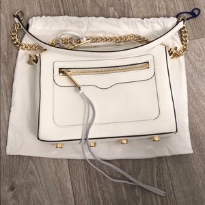 Rebecca Minkoff Avery White Bag with gold hardware